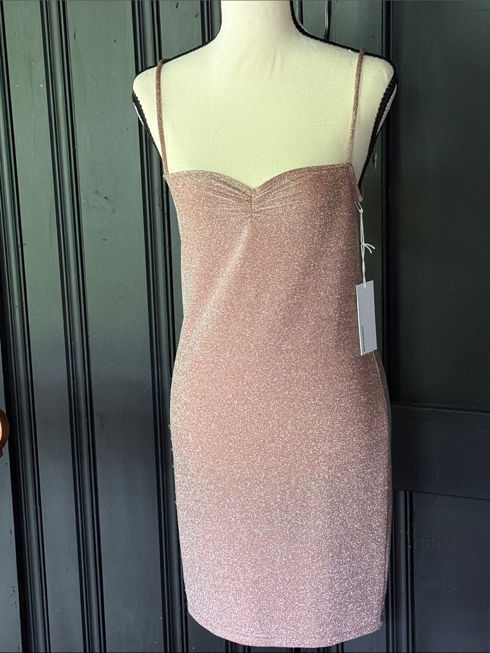 Reformation Rose Gold Shimmer Mini Dress
